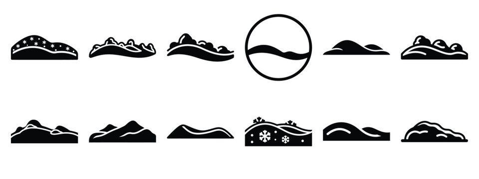 christmas snow layer icon set silhouette Vector illustration. Christmas vector icons and white background.