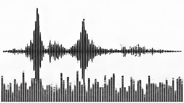 Abstract Sound Waveform and Equalizer Display in Black and White.