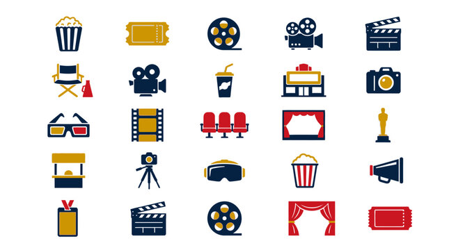 Film and cinema icons and symbols.