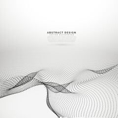 Abstract minimalist black particle wave mesh flowing on white background, modern digital technology data visualization science and elegant dynamic motion design concept illustration © MehrabHussain