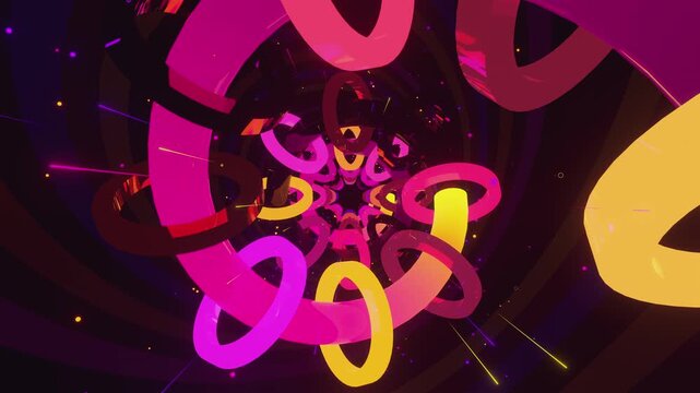  Seamless VJ loop of a hypnotic digital vortex, creative motion background for electronic music festivals, high-tech club visuals, stage screens and for LED video walls
