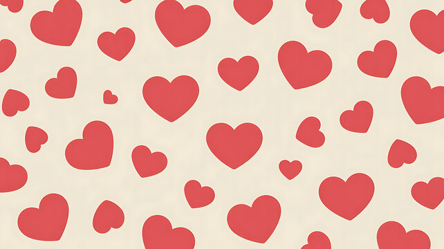 A multitude of red hearts scattered across a soft, neutral-toned background, conveying love and affection.