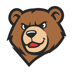 Fototapeta premium Angry bear mascot head illustration isolated on white background vector 
