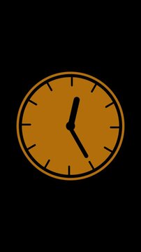 Minimalist orange clock features hour hand on dark background. Minimalist clock visualizes time and modern design. Minimalist clock enhances visuals with clean aesthetics.