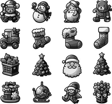 Festive Harbinger of the Holiday Season Detailed Christmas Icon and Santa Set for Winter Decorations Microstock Library and Professional Celebrations Logo Simbol