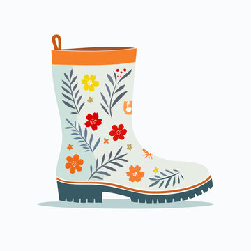 Floral Rain Boot Illustration