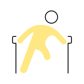 Paralysis rehabilitation icon. Healthcare and physical therapy line symbol. Color.