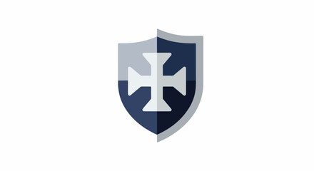 Obraz premium Shield with white cross on blue and gray background