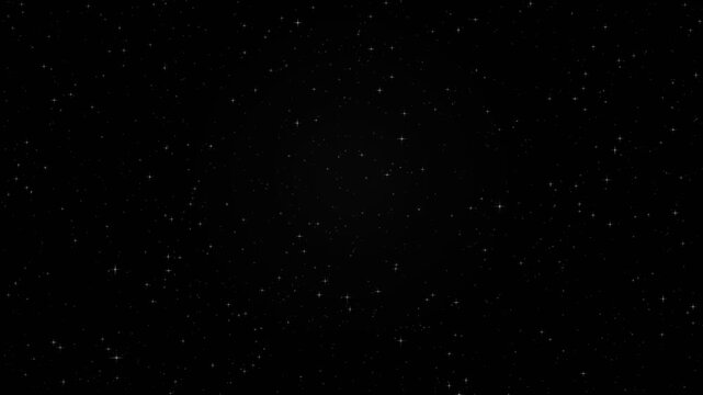 Twinkling stars background animation with shooting stars on black background. 4K animated flickering starfield for night sky background, cinematic motion graphics, space visuals, and video editing.