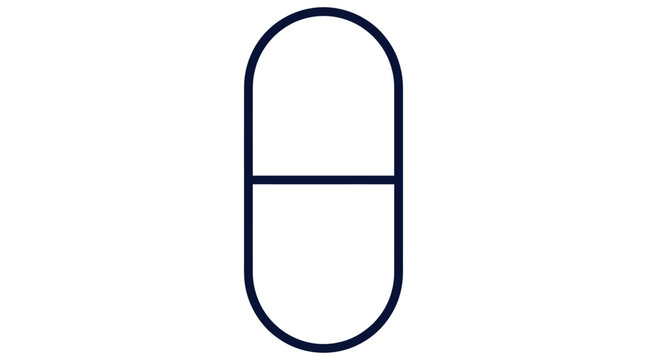 Simple Dark Blue Capsule Icon on White Background