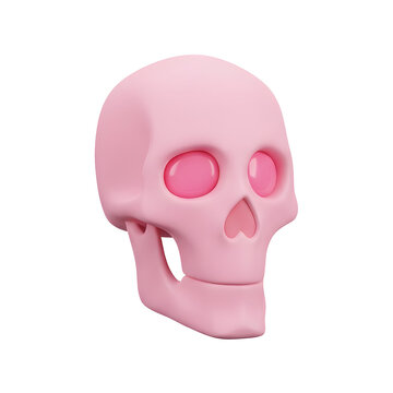 Pink 3D Skull with Bright Pink Eye Sockets