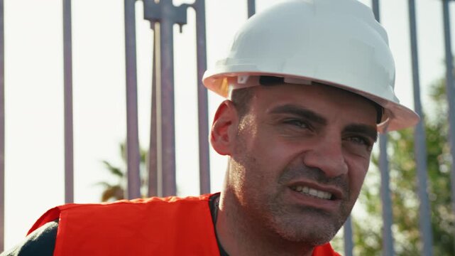 exhausted worker at the construction site