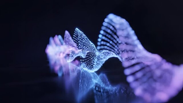 Abstract Digital Waveform Visualization with Neon Glow and Reflection.