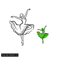 Elegant Ballerina Silhouette Dancing Gracefully, Vector Art © Entus