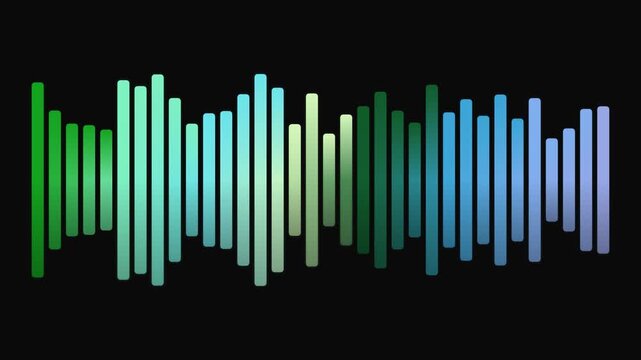 Vibrant spectrum of illuminated vertical bars displays a dynamic visual representation of sonic frequencies, showcasing a colorful abstract waveform against a dark, expansive void, conveying
