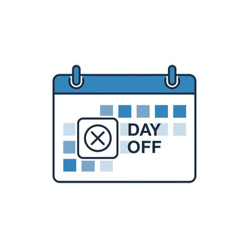 Calendar Day Off Icon - Simple Flat Design, Illustration of Vacation and Rest