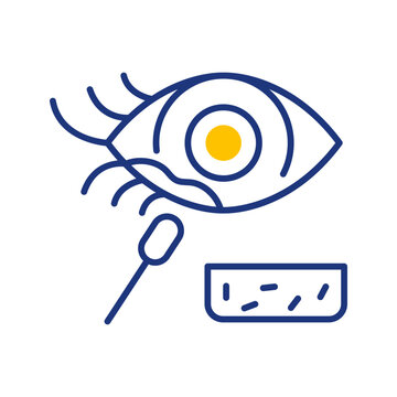 Pink eye icon. Healthcare and eye infection line symbol. Color.