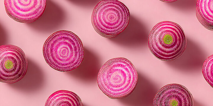 Seamless Purple Beetroot Cross-Sections Sliced Pattern