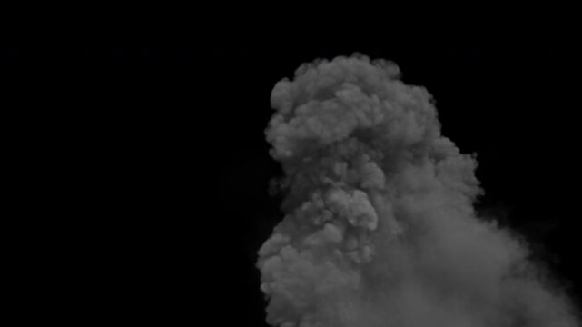 Volcano pyroclastic eruption CU SHOT,  alpha channel transparent background, 4k 24p, also look for other angles of this same scene