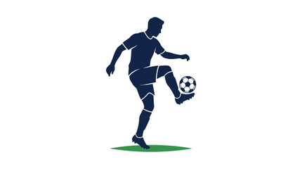 Fototapeta premium Silhouette of a soccer player kicking ball.