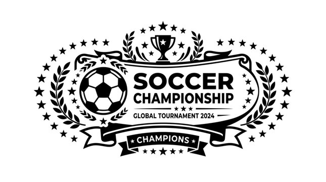 Soccer championship logo with stars and laurels.