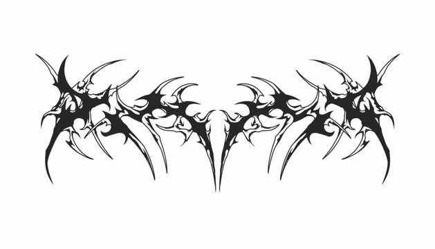 Abstract neo tribal symmetrical shapes vector design blackwork tattoo style design
