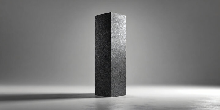 Tall Black Granite Monolith Column 3D Render