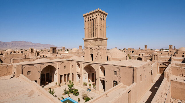 A Traditional Middle Eastern Windcatcher Badgir Tower Design Providing Natural Eco Friendly Home Ventilation Cooling