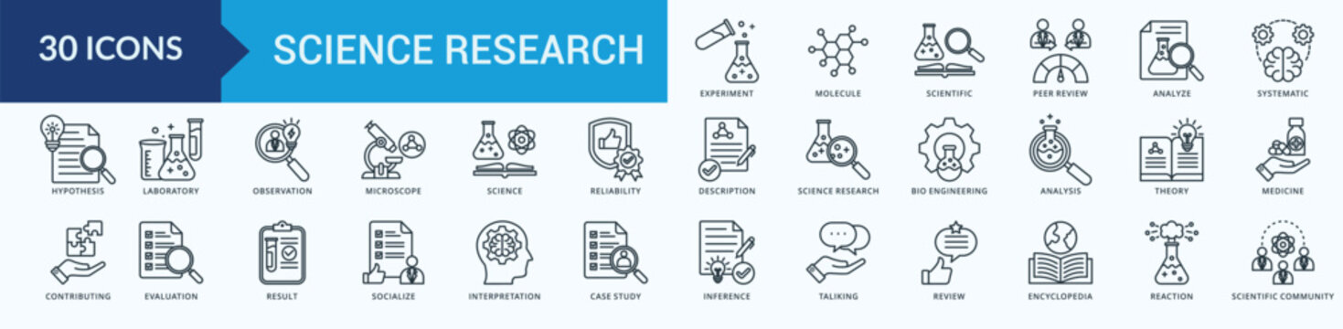 Science Research  Icon Set Illustration Vector Outline Style