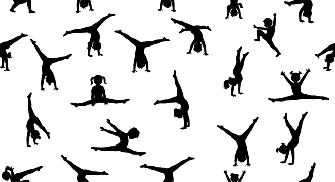 Silhouette Collection of Gymnastics and Acrobatic Poses.