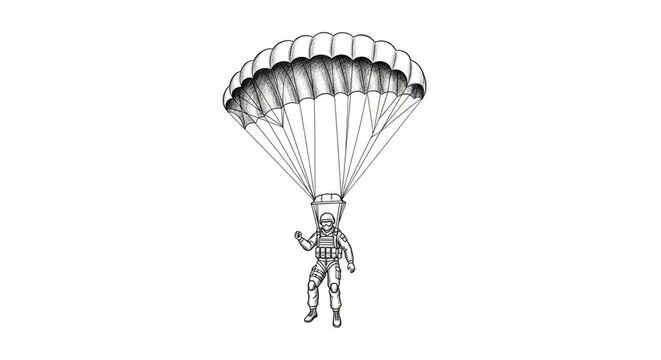 Person Parachuting With Open Parachute In Midair Adventure.