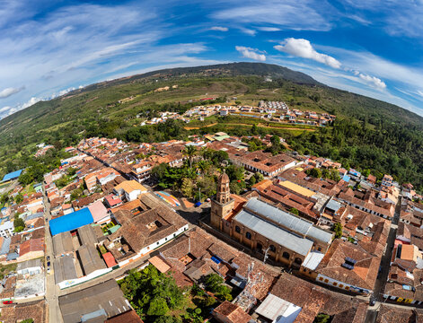 Curit&iacute;, Santander - Colombia. May 1, 2026. Aerial drone view, it is located 1,409 meters above sea level.