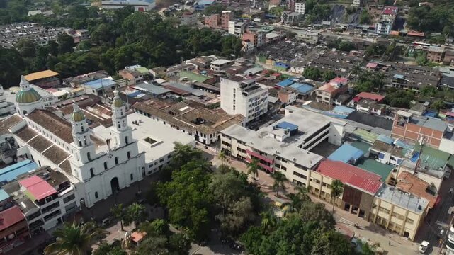 Lebrija, Santander - Colombia. May 3, 2026. Catholic parish located in the town's main park.