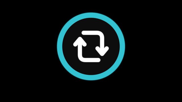 Data Synchronization Refresh Icon Animation on Black Background