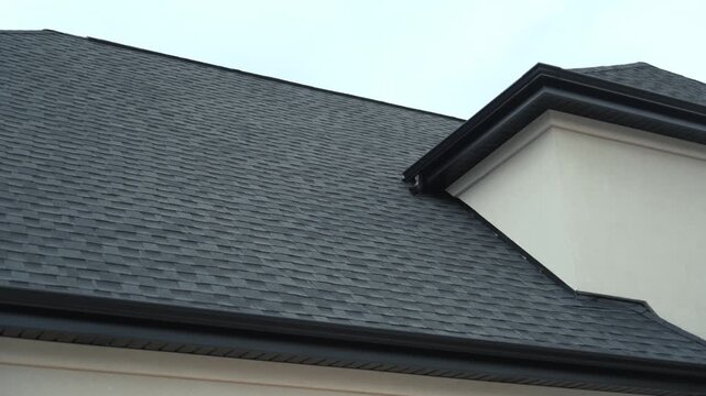 Element of Modern residential house exterior with installed new roof 