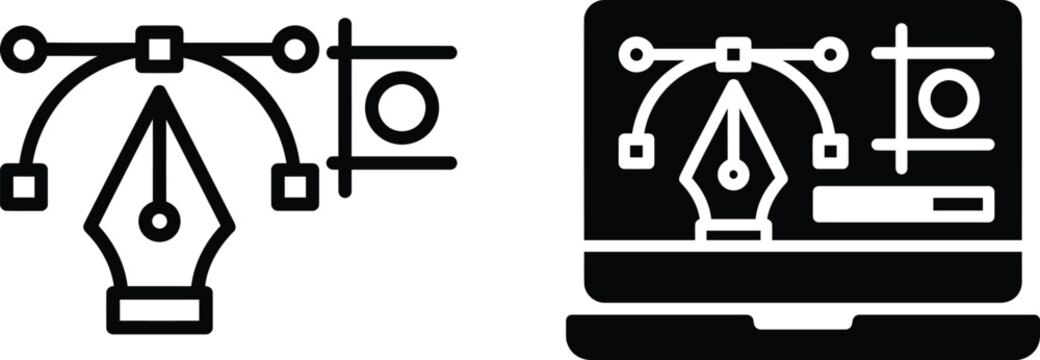 Graphic design software pen tool icon for creative vector editing