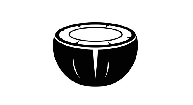 Coconut half sits isolated as a tropical ingredient for culinary arts, healthy dieting, and natural skincare product branding.