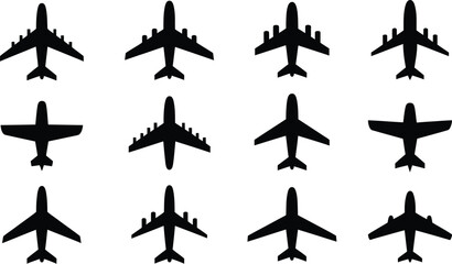 airplane silhouettes collection flat icons overhead view vector © AIcon Star