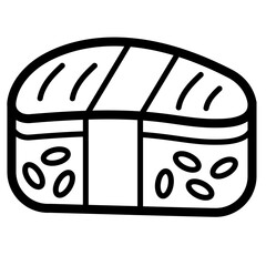 sushi roll maki japanese rice seafood meal doodle outline © andinur