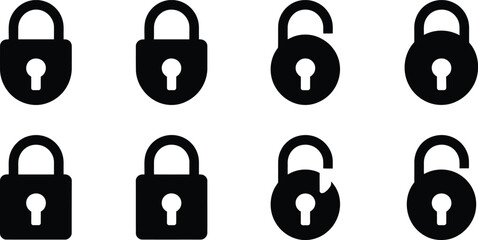 padlock icon pack minimal monochrome lock and unlock glyphs © AIcon Star