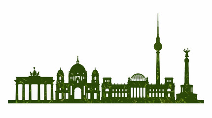 Berlin Skyline Silhouette Minimalist Vector Illustration Green Moss Texture For Commercial Use © Ahyan