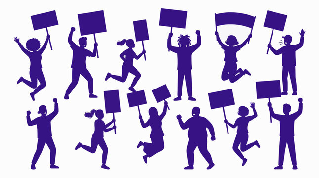 Protest Crowd Silhouette Vector Illustration Group Demonstration For Commercial Use