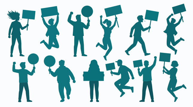 Protesters Group Flat Vector Illustration Protest Demonstration Commercial Use