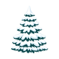 Obraz premium Snow Covered Christmas Tree Illustration.
