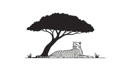Cheetah resting under tree shade. © Ahmad