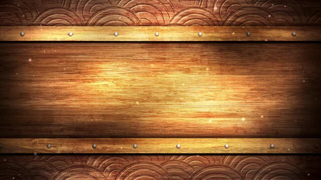 old wooden background frame with particles glowing