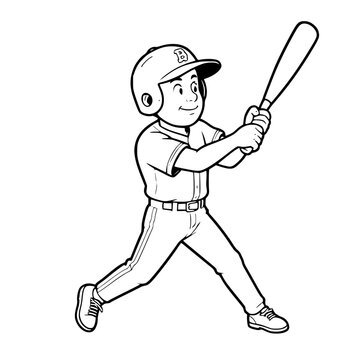 vector illustration of baseball player successfully hitting the ball