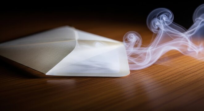 Open Envelope with Wisps of Smoke Rising