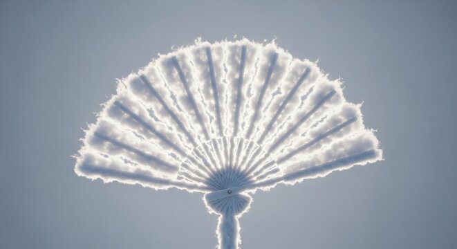 Frozen Fan Shape Covered in Snow and Ice Crystals