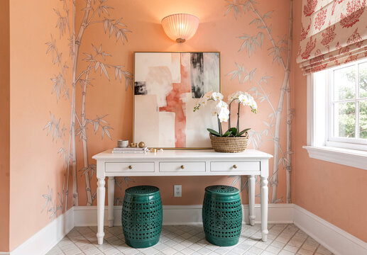 Dressing table in a room with Wallpaper Murals,